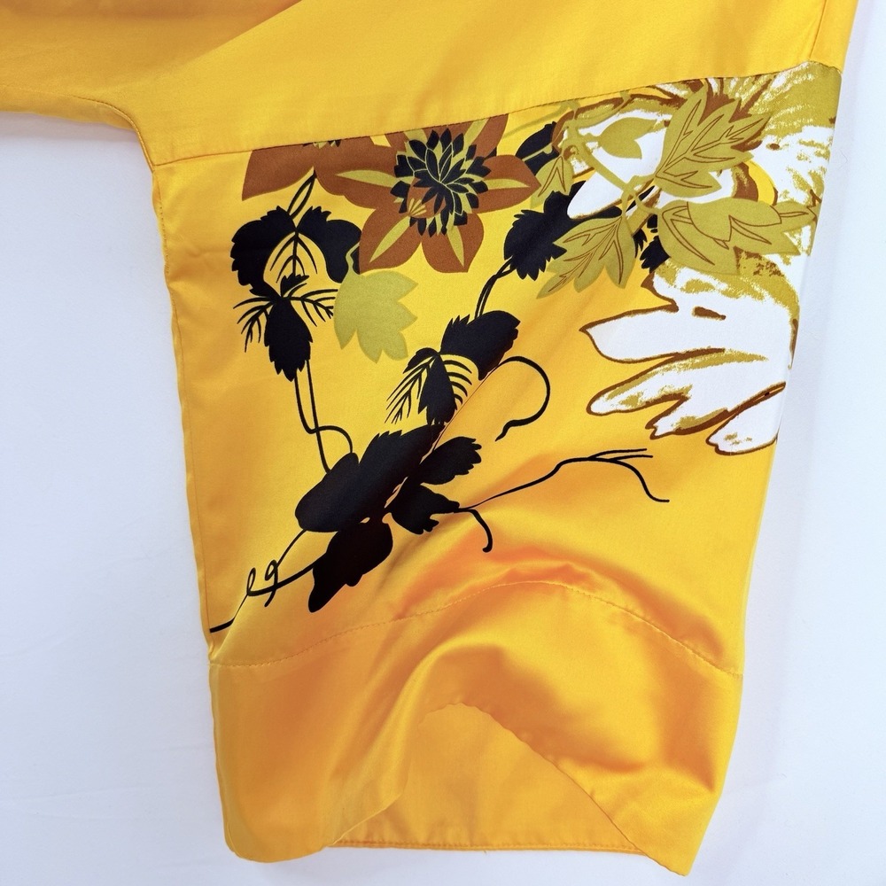 Soft Surroundings Gold Tahitian Floral Satin Kimono Sleeve Top Blouse 2X Relaxed - Picture 6 of 15